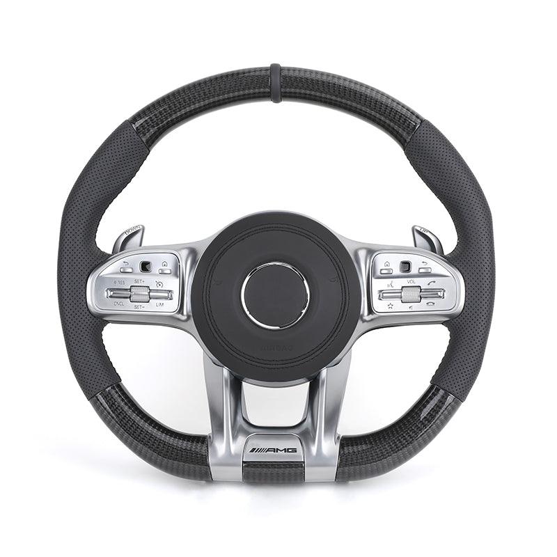 Upgrade Half Leather Carbon Fiber Steering Wheel for Mercedes Benz G Wagon W463 G63 W204 W205 W211 W212 W213 GLA X156 GLC X253 - YunLexus Custom Custom Steering Wheels for Mercedes
