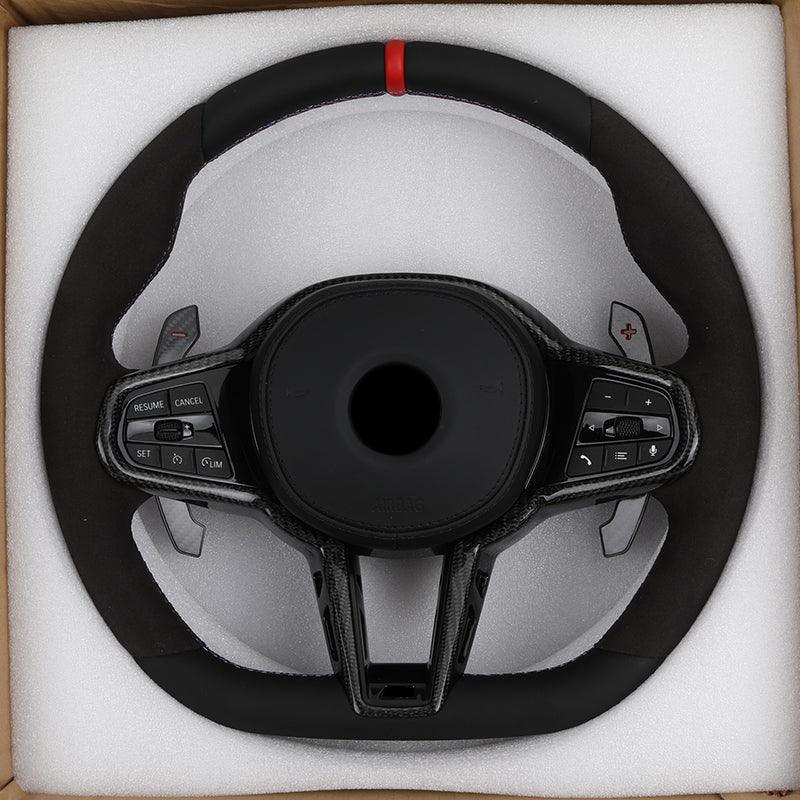 Upgrade LCI Half Alcantara Leather M Steering Wheel for BMW F80 F82 F90 G20 G30 G42 G80 M8 M3 M4 M5 430i M430i M440i M240i M140i - YunLexus