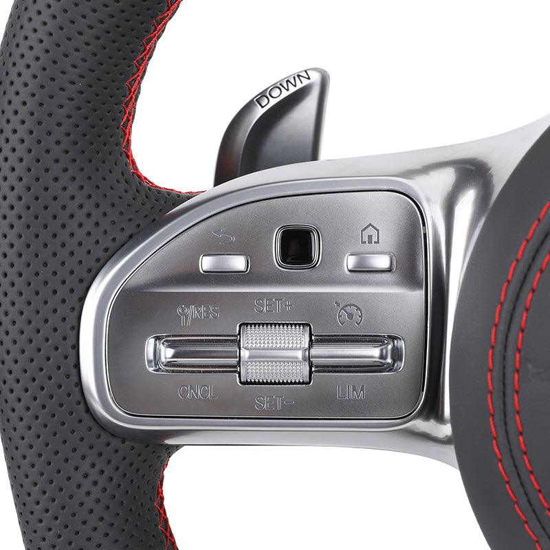 Upgrade Volant Half Leather Carbon Fiber Steering Wheel for Mercedes Benz W205 W211 W212 GLC C253 GLE W166 W167 W292 GLS X167 - YunLexus Custom Custom Steering Wheels for Mercedes