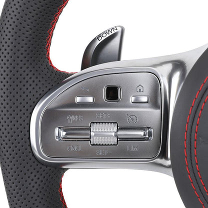 Upgrade Volant Half Leather Carbon Fiber Steering Wheel for Mercedes Benz W205 W211 W212 GLC C253 GLE W166 W167 W292 GLS X167 - YunLexus Custom Custom Steering Wheels for Mercedes