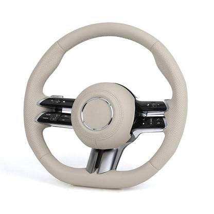 White Full Leather Sport Steering Wheel for Mercedes Benz E S Class W223 C217 W213 W205 W206 W212 W213 C238 S400 S450 SL63 AMG - YunLexus Custom Custom Steering Wheels for Mercedes