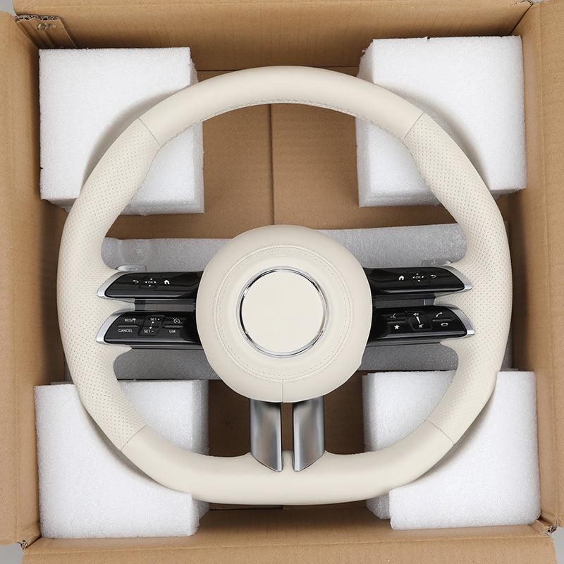 White Full Leather Sport Steering Wheel for Mercedes Benz E S Class W223 C217 W213 W205 W206 W212 W213 C238 S400 S450 SL63 AMG - YunLexus Custom Custom Steering Wheels for Mercedes