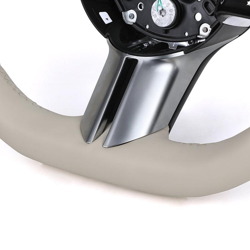 White Full Leather Sport Steering Wheel for Mercedes Benz E S Class W223 C217 W213 W205 W206 W212 W213 C238 S400 S450 SL63 AMG - YunLexus Custom Custom Steering Wheels for Mercedes