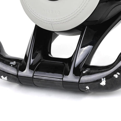 White Half Leather Forged Carbon Fiber Steering Wheel for Mercedes Benz W204 W205 W211 W213 W212 W222 EQA E550 G63 C63 AMG GT - YunLexus Custom Custom Steering Wheels for Mercedes