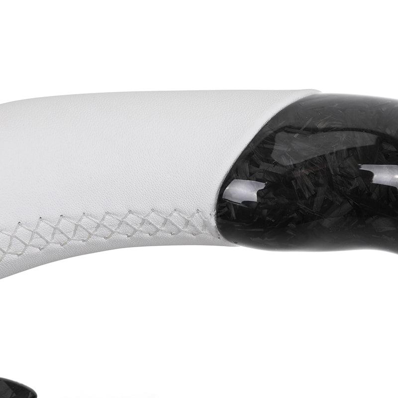 White Half Leather Forged Carbon Shifter Paddle LED M Sport Steering Wheel for BMW F07 F10 F20 F30 F32 F80 F82 F90 E90 E92 E93 - YunLexus