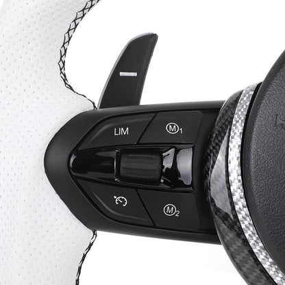 White Half Perforated Leather Carbon M Sport Steering Wheel for BMW F01 F11 F34 F35 F36 F30 F10 X5 F15 X6 F16 F02 F06 M3 M4 M5 - YunLexus