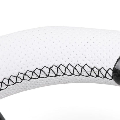 White Half Perforated Leather Carbon M Sport Steering Wheel for BMW F01 F11 F34 F35 F36 F30 F10 X5 F15 X6 F16 F02 F06 M3 M4 M5 - YunLexus