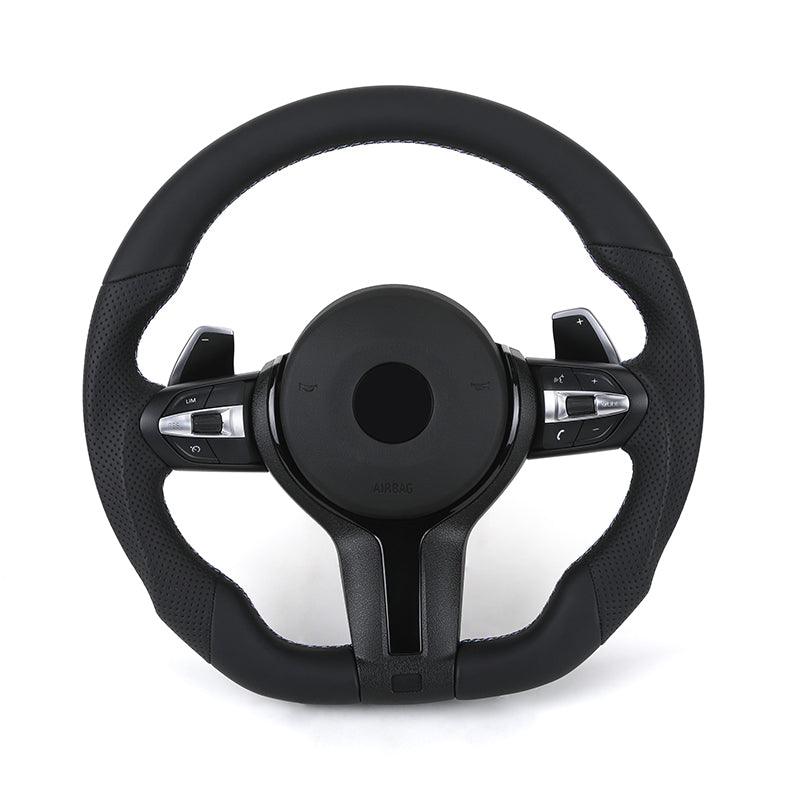 Wide Paddle Half Alcantara Leather M Sport Steering Wheel for BMW F10 F30 F20 F80 F18 M5 F90 F48 X3 F25 X5 F15 F85 X6 F16 F86 - YunLexus