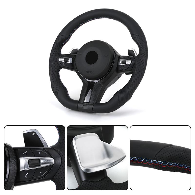 Wide Paddle Half Alcantara Leather M Sport Steering Wheel for BMW F10 F30 F20 F80 F18 M5 F90 F48 X3 F25 X5 F15 F85 X6 F16 F86 - YunLexus