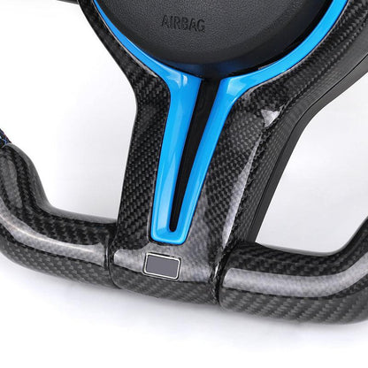 With Blue M1 M2 Button Carbon Trim Insert Carbon Steering Wheel for BMW F10 F20 F30 F32 M3 F80 M4 F82 M5 F90 X5 E70 E87 E90 E92 - YunLexus