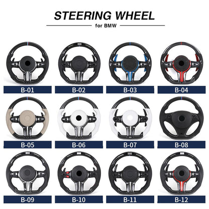 With Blue M1 M2 Button Carbon Trim Insert Carbon Steering Wheel for BMW F10 F20 F30 F32 M3 F80 M4 F82 M5 F90 X5 E70 E87 E90 E92 - YunLexus