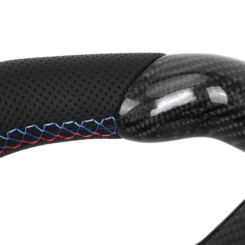 With Blue M1 M2 Button Carbon Trim Insert Carbon Steering Wheel for BMW F10 F20 F30 F32 M3 F80 M4 F82 M5 F90 X5 E70 E87 E90 E92 - YunLexus