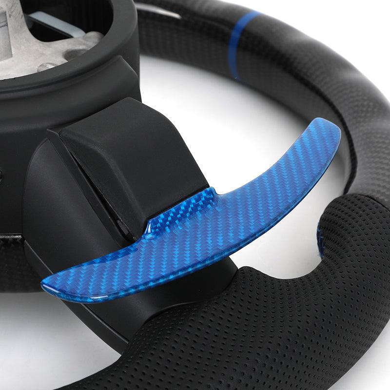 With Blue Shifter Paddle Insert Trim Leather Carbon M Sport Steering Wheel for BMW F10 F30 M3 F80 M4 F82 M5 F90 M8 F92 X3M F97 - YunLexus