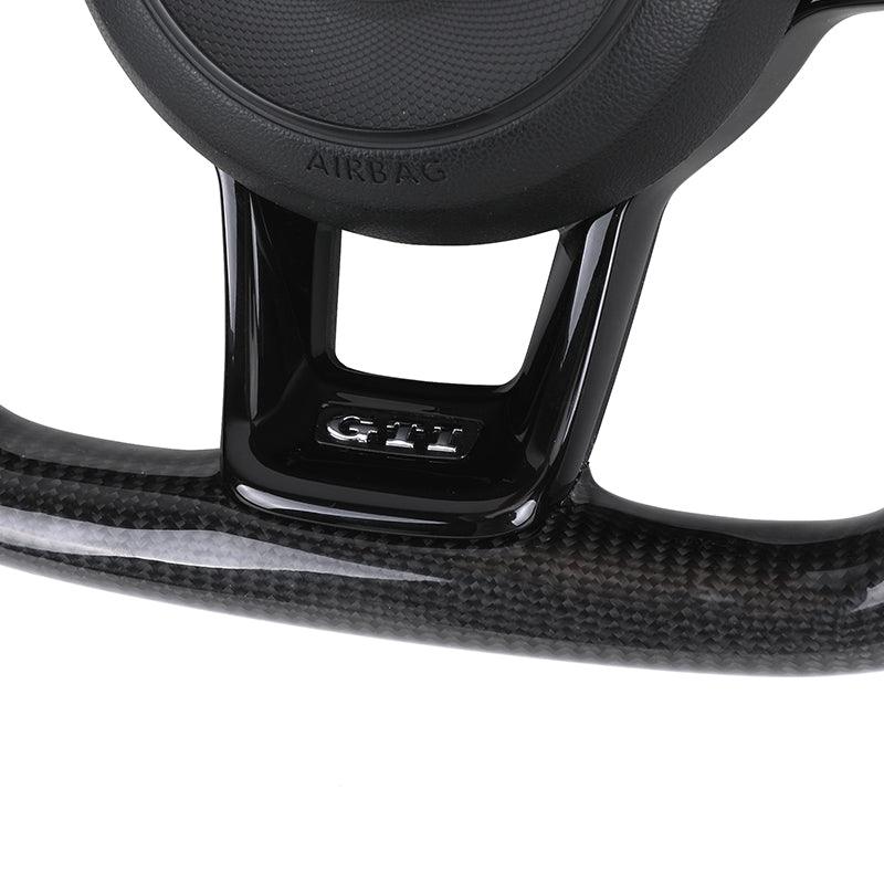 With Carbon Paddle Half Leather Carbon Fiber Steering Wheel for Volkswagen VW Polo Golf R 6 7 8 MK6 MK7 GTi Passat B7 B8 Jetta - YunLexus Custom Custom Steering Wheels for Volkswagen