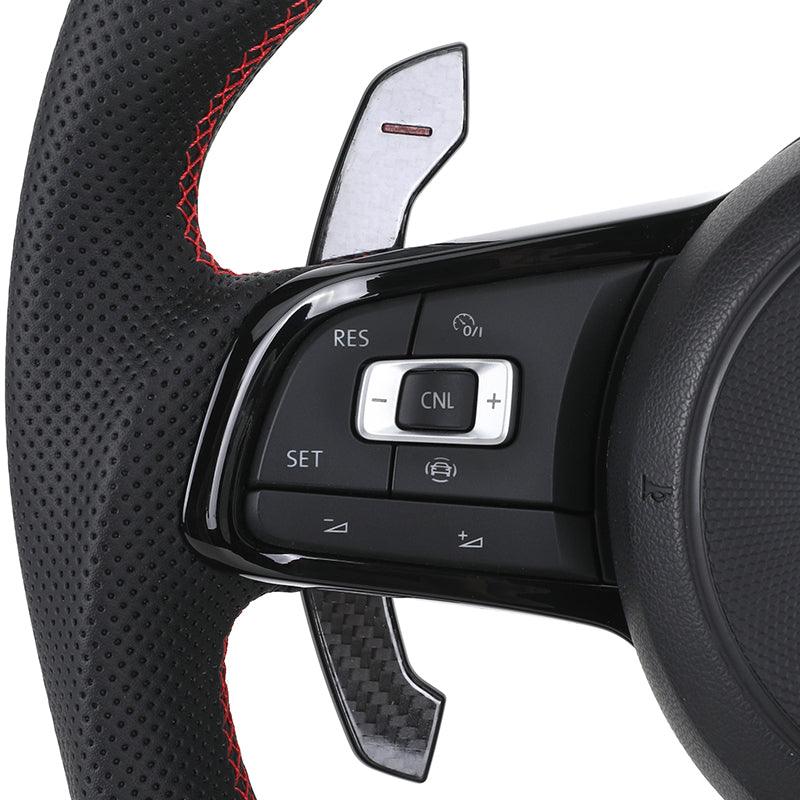 With Carbon Paddle Half Leather Carbon Fiber Steering Wheel for Volkswagen VW Polo Golf R 6 7 8 MK6 MK7 GTi Passat B7 B8 Jetta - YunLexus Custom Custom Steering Wheels for Volkswagen