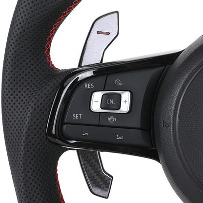 With Carbon Paddle Half Leather Carbon Fiber Steering Wheel for Volkswagen VW Polo Golf R 6 7 8 MK6 MK7 GTi Passat B7 B8 Jetta - YunLexus Custom Custom Steering Wheels for Volkswagen