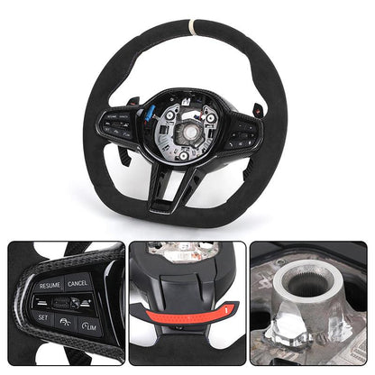 With Carbon Shift Paddle M Sport Alcantara Leather Steering Wheel for BMW M5 F10 F90 M6 F06 F12 F13 F11 F07 F01 F02 F03 F04 LCI - YunLexus