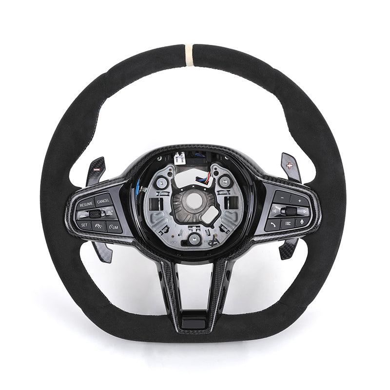 With Carbon Shift Paddle M Sport Alcantara Leather Steering Wheel for BMW M5 F10 F90 M6 F06 F12 F13 F11 F07 F01 F02 F03 F04 LCI - YunLexus