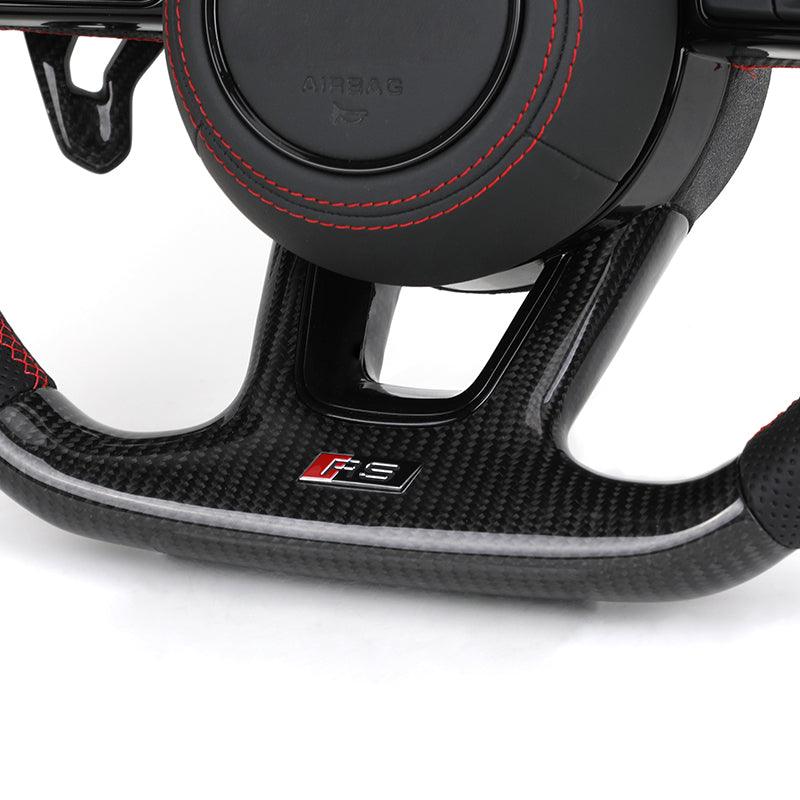 With Carbon Shift Paddle RS Half Leather Carbon Fiber Steering Wheel for Audi A3 A4 A5 S3 S4 S5 B9 B8 B8.5 SQ5 Q8 RS3 RSQ8 Q3