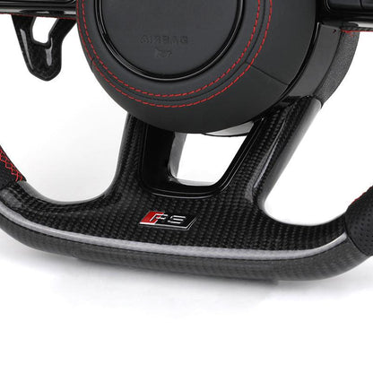 With Carbon Shift Paddle RS Half Leather Carbon Fiber Steering Wheel for Audi A3 A4 A5 S3 S4 S5 B9 B8 B8.5 SQ5 Q8 RS3 RSQ8 Q3