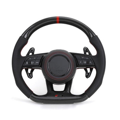 With Carbon Shift Paddle RS Half Leather Carbon Fiber Steering Wheel for Audi A3 A4 A5 S3 S4 S5 B9 B8 B8.5 SQ5 Q8 RS3 RSQ8 Q3