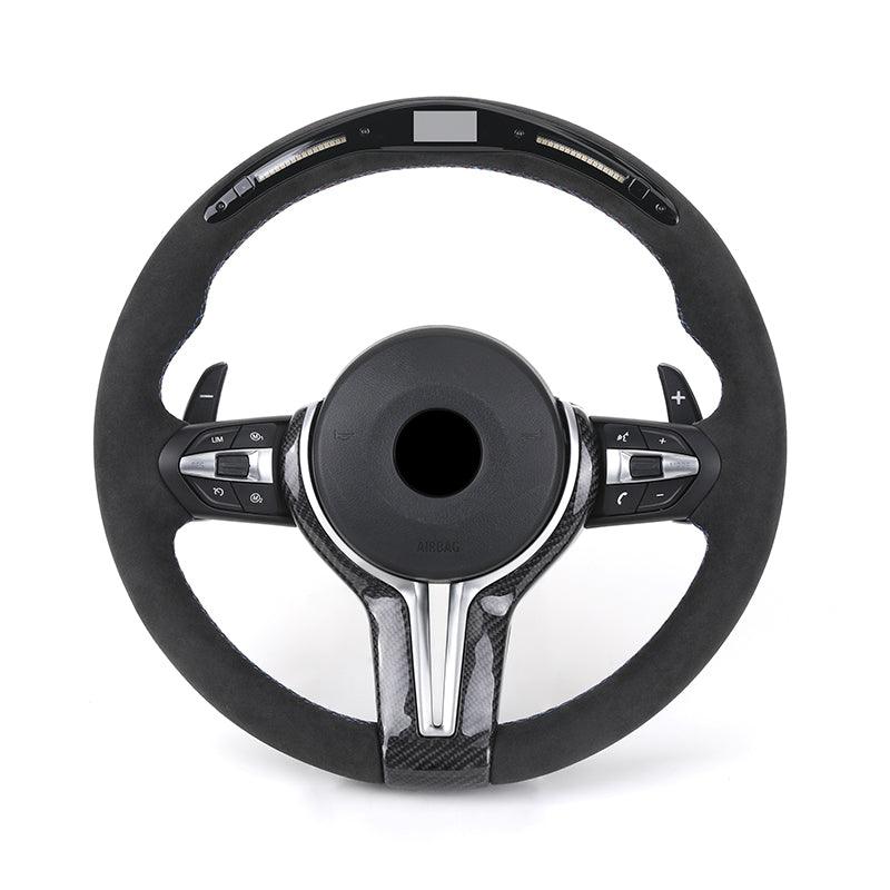 With Carbon Trim Full Alcantara Leather LED Steering Wheel for BMW F30 X5 E70 F15 F20 F22 F25 F32 E90 E92 M3 F80 M4 F82 M5 F10 - YunLexus
