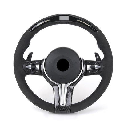 With Carbon Trim Full Alcantara Leather LED Steering Wheel for BMW F30 X5 E70 F15 F20 F22 F25 F32 E90 E92 M3 F80 M4 F82 M5 F10 - YunLexus
