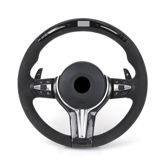 With Carbon Trim Full Alcantara Leather LED Steering Wheel for BMW F30 X5 E70 F15 F20 F22 F25 F32 E90 E92 M3 F80 M4 F82 M5 F10 - YunLexus