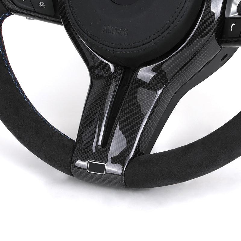With Carbon Trim Full Alcantara Leather M Sport Steering Wheel for BMW F10 F30 M2 F87 M3 F80 M4 F82 M5 F90 X5M E70 E60 E90 E92 - YunLexus