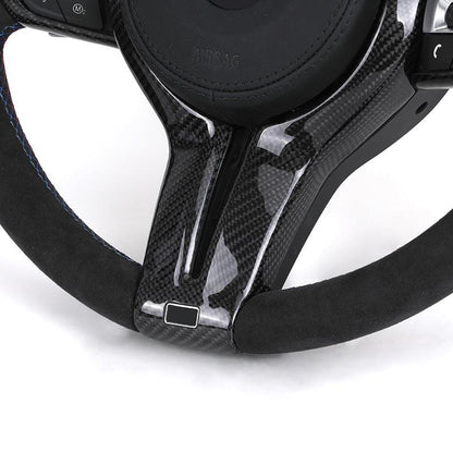 With Carbon Trim Full Alcantara Leather M Sport Steering Wheel for BMW F10 F30 M2 F87 M3 F80 M4 F82 M5 F90 X5M E70 E60 E90 E92 - YunLexus