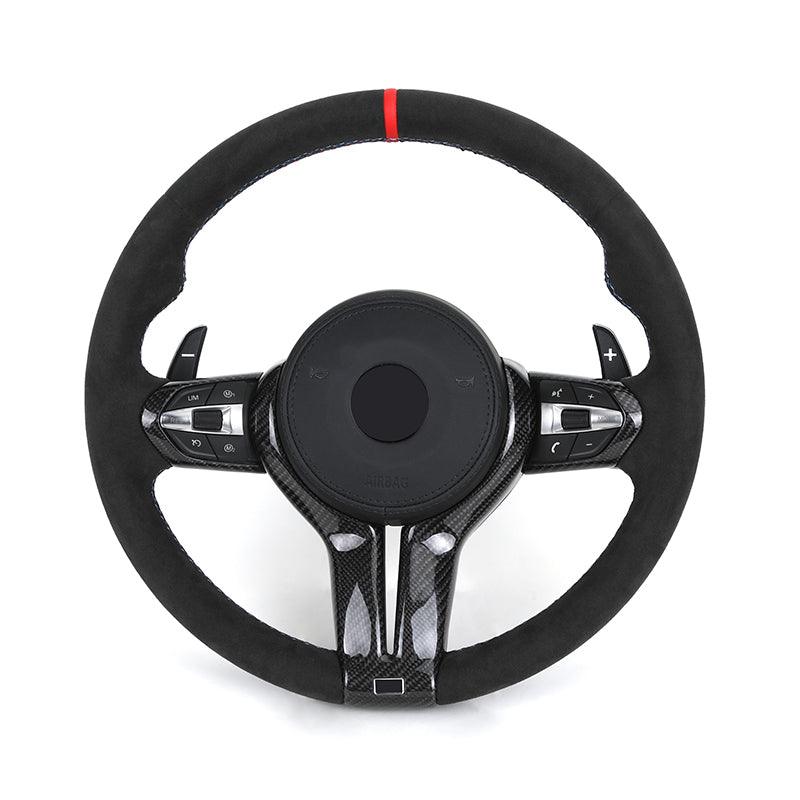 With Carbon Trim Full Alcantara Leather M Sport Steering Wheel for BMW F10 F30 M2 F87 M3 F80 M4 F82 M5 F90 X5M E70 E60 E90 E92 - YunLexus