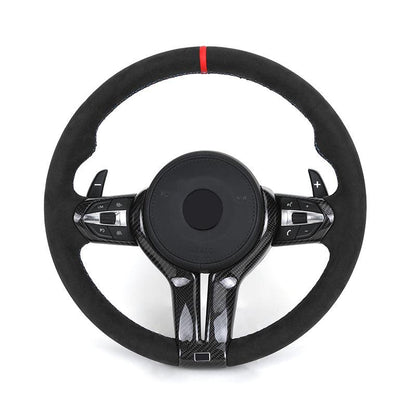With Carbon Trim Full Alcantara Leather M Sport Steering Wheel for BMW F10 F30 M2 F87 M3 F80 M4 F82 M5 F90 X5M E70 E60 E90 E92 - YunLexus