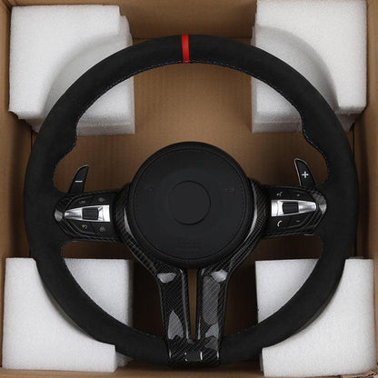 With Carbon Trim Full Alcantara Leather M Sport Steering Wheel for BMW F10 F30 M2 F87 M3 F80 M4 F82 M5 F90 X5M E70 E60 E90 E92 - YunLexus