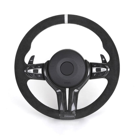 With Carbon Trim Full Alcantara M Performance Steering Wheel for BMW F07 F10 F20 F30 F31 F32 M3 F80 M4 F82 X5 E70 E88 E90 E92 - YunLexus
