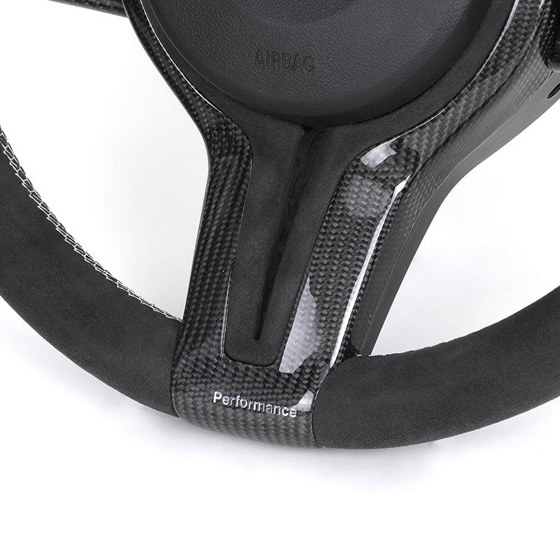 With Carbon Trim Full Alcantara M Performance Steering Wheel for BMW F07 F10 F20 F30 F31 F32 M3 F80 M4 F82 X5 E70 E88 E90 E92 - YunLexus