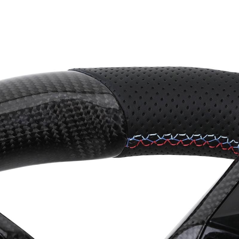 With Carbon Trim Half Perforated Leather Steering Wheel for BMW M3 F80 F82 F85 M2 F87 M5 F90 F97 i5 G11 G12 G20 G30 G42 G80 G82 - YunLexus
