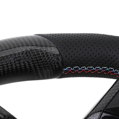 With Carbon Trim Half Perforated Leather Steering Wheel for BMW M3 F80 F82 F85 M2 F87 M5 F90 F97 i5 G11 G12 G20 G30 G42 G80 G82 - YunLexus