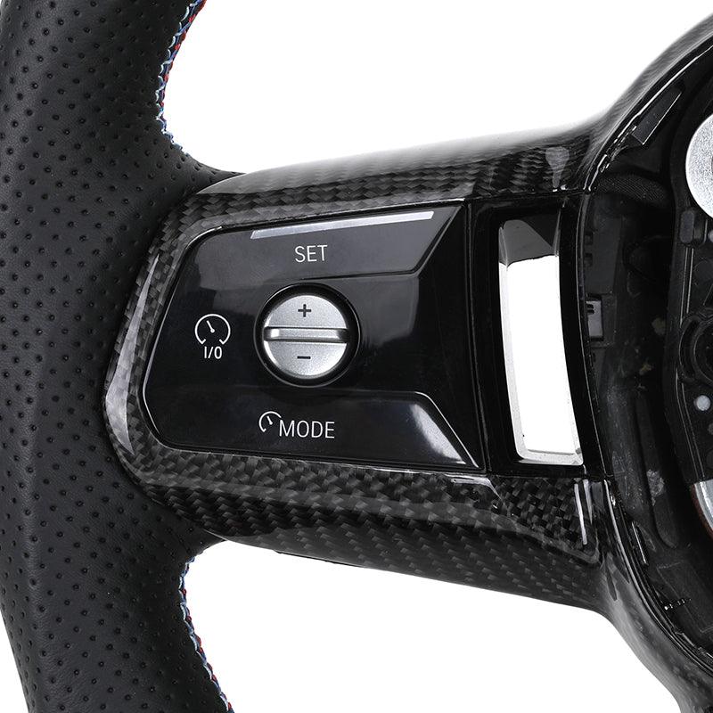 With Carbon Trim Half Perforated Leather Steering Wheel for BMW M3 F80 F82 F85 M2 F87 M5 F90 F97 i5 G11 G12 G20 G30 G42 G80 G82 - YunLexus