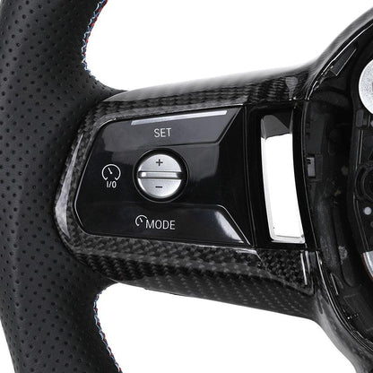 With Carbon Trim Half Perforated Leather Steering Wheel for BMW M3 F80 F82 F85 M2 F87 M5 F90 F97 i5 G11 G12 G20 G30 G42 G80 G82 - YunLexus