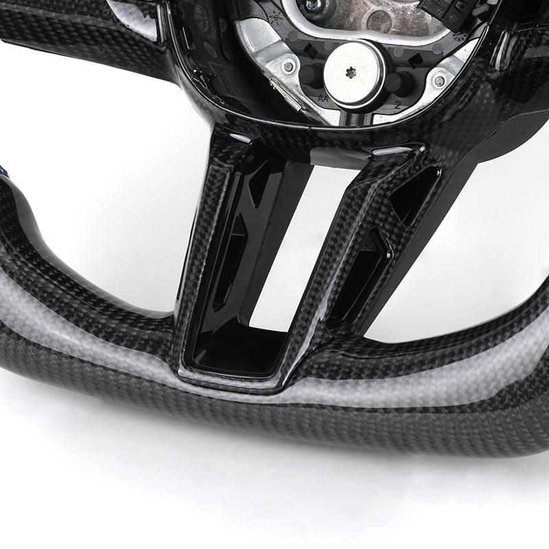 With Carbon Trim Half Perforated Leather Steering Wheel for BMW M3 F80 F82 F85 M2 F87 M5 F90 F97 i5 G11 G12 G20 G30 G42 G80 G82 - YunLexus