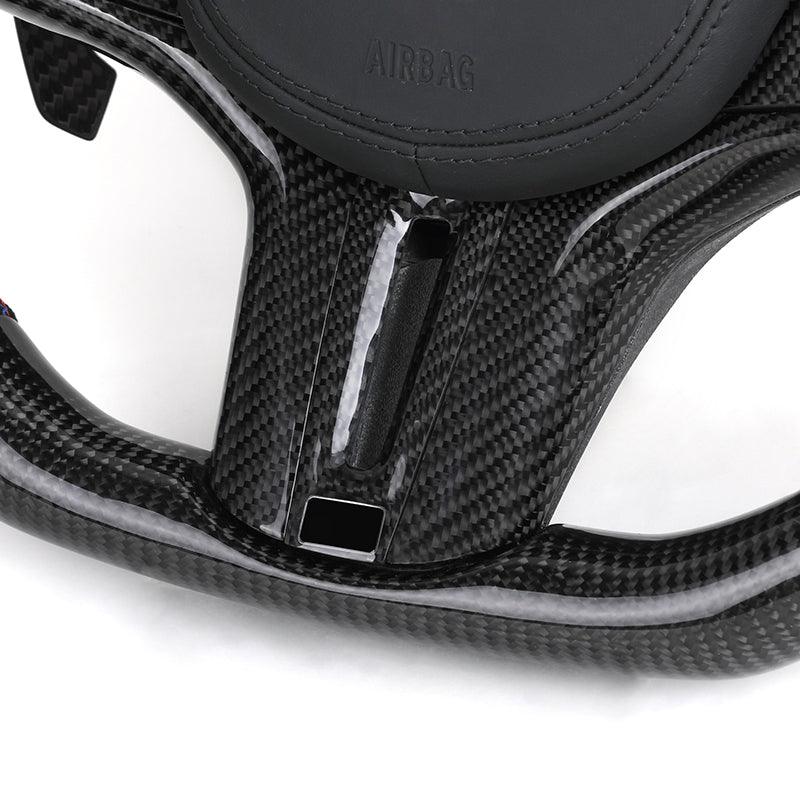 With Carbon Trim Heated Half Alcantara Carbon LED Steering Wheel for BMW G05 G07 G11 G12 G20 G22 G30 G80 M3 G81 G82 G83 M4 G87 - YunLexus