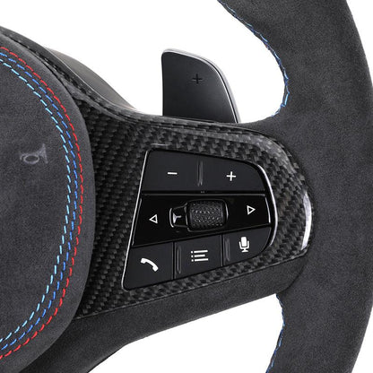 With Carbon Trim Heated Half Alcantara Wooden M Steering Wheel for BMW G01 G05 G07 G11 G12 G20 G22 G30 G80 M3 G81 G82 G83 M4 G87 - YunLexus