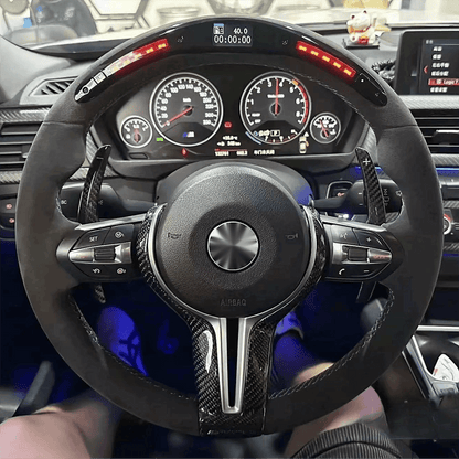 With Carbon Trim Led Full Alcantara M Performance Steering Wheel for BMW F01 F10 F11 F20 F22 F30 F32 F80 F82 F90 E92 E60 E88 - YunLexus