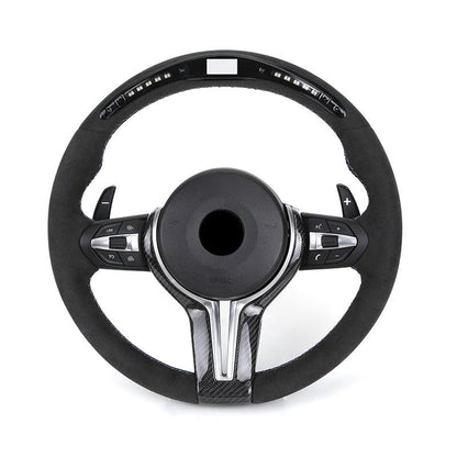 With Carbon Trim Led Full Alcantara M Performance Steering Wheel for BMW F01 F10 F11 F20 F22 F30 F32 F80 F82 F90 E92 E60 E88 - YunLexus