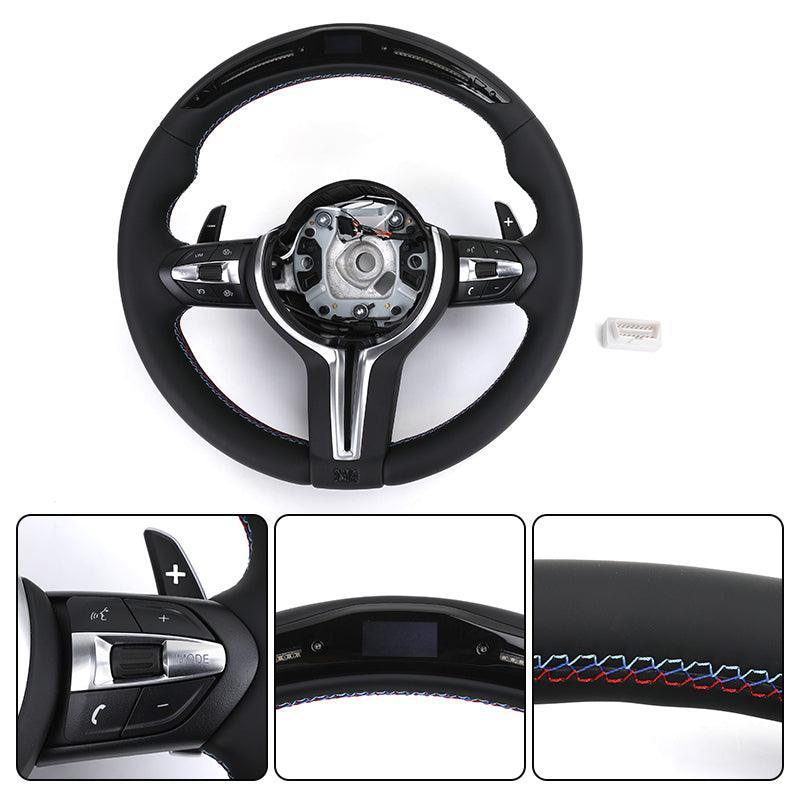 With Carbon Trim M Performance Alcantara Steering Wheel for BMW F10 F30 X3M F97 F25 F26 X5 F15 F16 F31 M2 F87 X5M E70 320i 340i - YunLexus