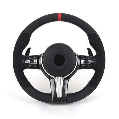 With Carbon Trim M Sport Half Alcantara Steering Wheel for BMW M5 F10 F30 M6 F06 M4 F82 X4 F26 F20 X5 F15 E90 M3 X5 E70 X6 E71 - YunLexus