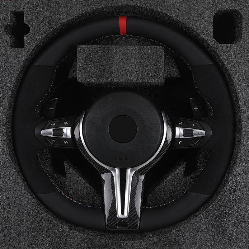 With Carbon Trim M Sport Half Alcantara Steering Wheel for BMW M5 F10 F30 M6 F06 M4 F82 X4 F26 F20 X5 F15 E90 M3 X5 E70 X6 E71 - YunLexus