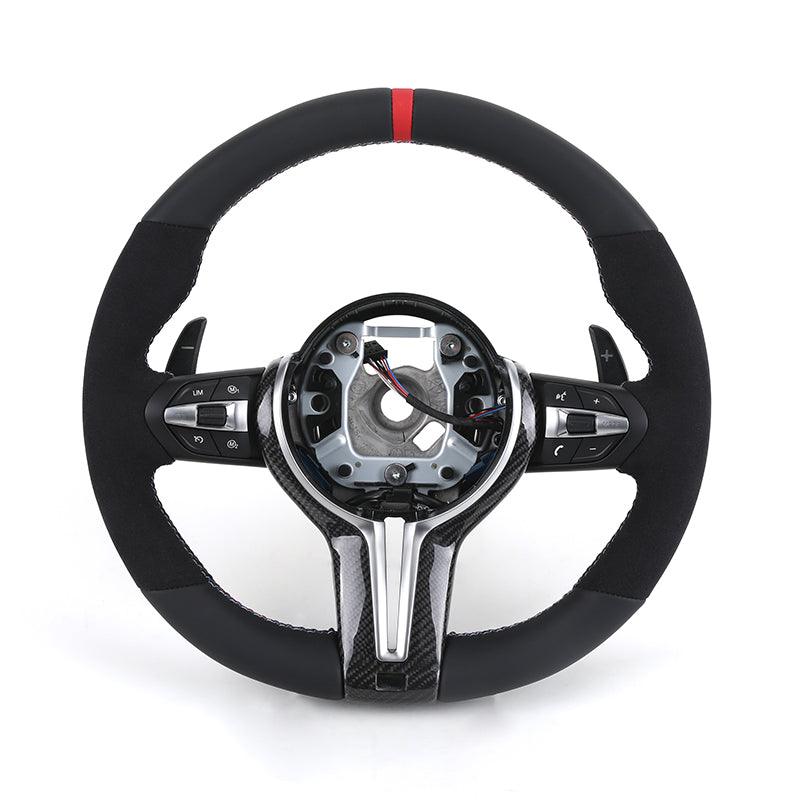 With Carbon Trim M Sport Half Alcantara Steering Wheel for BMW M5 F10 F30 M6 F06 M4 F82 X4 F26 F20 X5 F15 E90 M3 X5 E70 X6 E71 - YunLexus