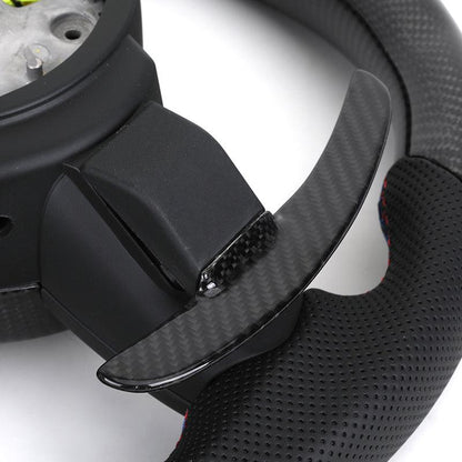 With Carbon Trim Paddle Half Perforated Leather Carbon LED Steering Wheel for BMW F10 F30 F32 F36 F80 M4 F82 X5 F15 E70 X6 E71 - YunLexus