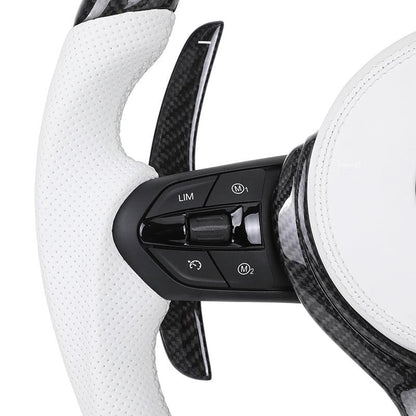 With Carbon Trim Shift Paddle Whit Leather M Sport Steering Wheel for BMW F10 F11 F20 F22 F30 F32 F80 M3 F82 F90 M5 X6 E71 E90 - YunLexus